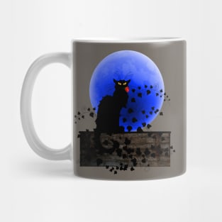 Chat Noir Blue Moon Red Rose Mug